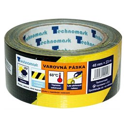 Obrázek pro produkt Páska černo-žlutá výstražná samolepící PVC, 48 mm x 22 m